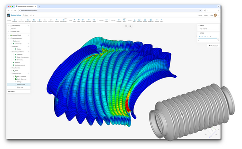 original Complex deformation of a rubber bellows simulated with Marc on SimScale