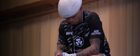 original American professional mixed martial artist Brandon Royval filmed in the locker room on the UFC 317 broadcast before his June 28 match wearing the Neuronic LIGHT.