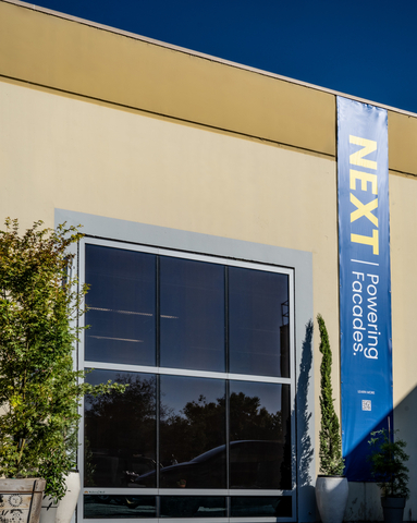 original NEXT Energy Technologies, Inc. has reached a major milestone in commercializing its Building Integrated Photovoltaic (BIPV) solution by completing the first installation of its transparent organic photovoltaic (OPV) glass façade at its headquarters in Santa Barbara, California. The installation includes six transparent PV windows (each 40 by 60 inches), totaling 100 square feet of NEXT’s proprietary energy-generating glass. This is the world’s first BIPV façade using transparent OPV coatings developed by NEXT.