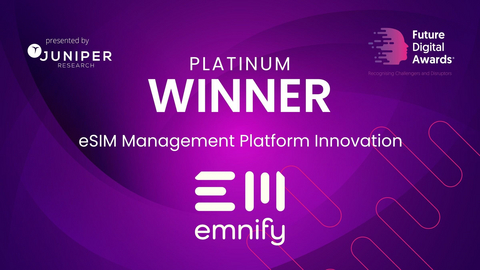 original emnify Named Platinum Winner for eSIM Management Platform Innovation at Juniper Research Awards