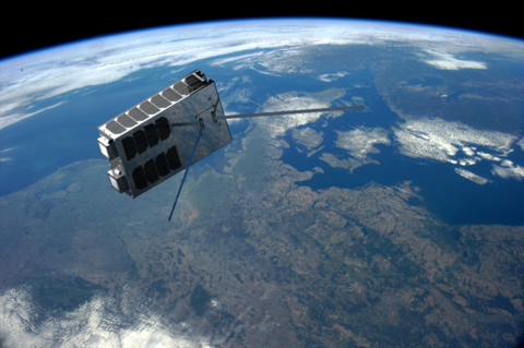 original Artist's rendering of AISSat-4 in orbit.