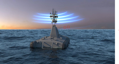 original A rendering of a USV using the Leonardo DRS Maritime Mission Equipment Package.
