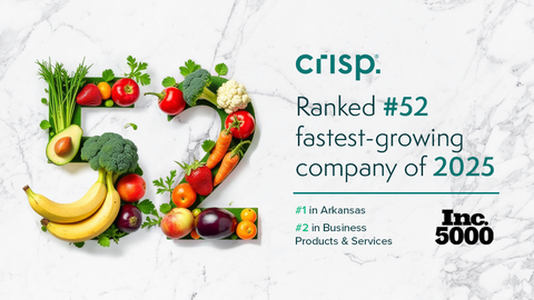 original Crisp. Ranked #52 fastest-growing company of 2025. #1 in Arkansas, #2 in Business Products and Services via Inc. 5000