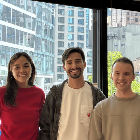 original Tina Haertel (left), former Adauris COO and now Director of Product at Landbase; Logan Underwood (center), former Adauris CEO and now Head of Partnerships; and Griffin Cook (right), former Adauris CTO and now Engineering Lead for Landbase’s inbound product line.