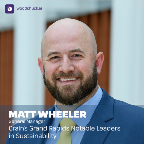 original Woodchuck's General Manager, Matthew Wheeler, has been named one of Crain’s Grand Rapids Business Notable Leaders in Sustainability. Matthew’s recognition reflects his instrumental role in Woodchuck’s mission to reduce landfill waste and power the clean energy transition.