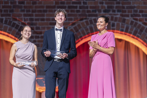 thumbnail Niklas Ruf and Jana Spiller from Germany received the 2025 Stockholm Junior Water Prize for their scalable flood warning system for small streams. The award was presented by H.R.H. Crown Princess Victoria of Sweden at Stockholm City Hall during World Water Week. Image courtesy of Jonas Borg.