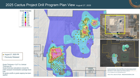 thumbnail Arizona Sonoran Copper Company Cactus Prefeasibility drilling maps (Aug 27, 2025).