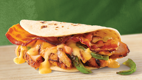 thumbnail The brand’s must-try Chicken Fajita Bacon Melt Taco consists of juicy grilled chicken fajita paired with caramelized onions and peppers, savory bacon and velvety queso.