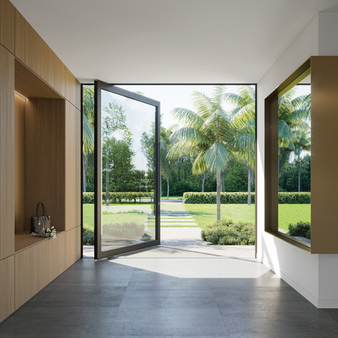 original The Pivot Door (PV9998A) now accommodates openings up to 6 feet wide by 12 feet tall.