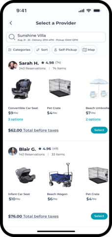 thumbnail Guests can easily add baby, beach and pet gear to their Vrbo reservation and get a 10% discount on rented equipment.