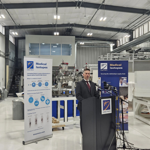 original Travis Besanger, Kinectrics VP of Medical Isotopes, speaking within the new Isotope Separation Production Facility at Kinectrics Headquarters in Toronto, Canada.