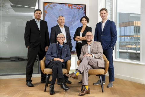 Leadership team of The Daniels Corporation, photographed following executive appointments. Front row, seated (left to right): Mitchell Cohen, CEO; Jacob Cohen, President. Back row, standing (left to right): Gokul Pisharoty, Chief Construction Officer; Remo Agostino, Chief Development Officer; Ginette Battikha, Chief Operating Officer; Mike Matunin, Chief Financial Officer.