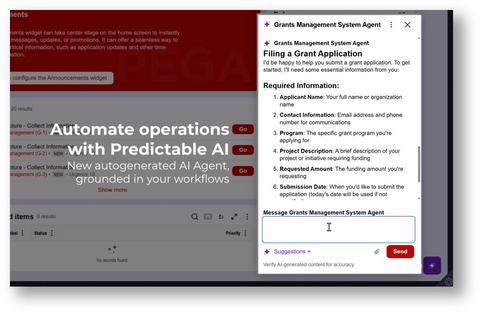 thumbnail A fully governed AI agent is automatically generated when importing a Blueprint into Pega Platform.
