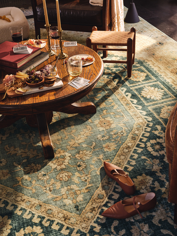 original Ruggable Soluna Gold & Teal Tufted All-in-One from the Founders Collection