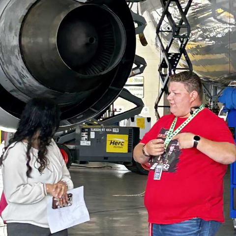 thumbnail Participants learned about aircraft maintenance directly from aviation professionals such as Airborne Maintenance & Engineering Services Lead Aircraft Technician Samantha Evans.