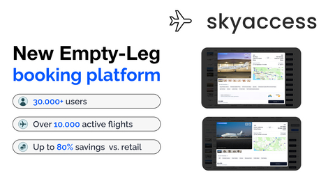 original The SkyAccess booking platform displays private jet empty-leg flights, offering travelers access to over 10,000 discounted repositioning flights in real-time.
