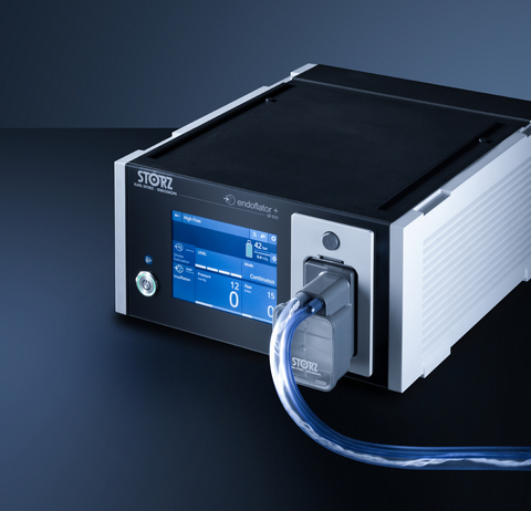 original The KARL STORZ Endoflator + offers insufflation with an integrated surgical smoke evacuation system.