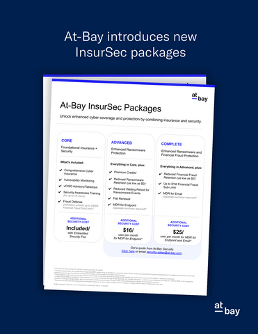 original At-Bay introduces new industry-first InsurSec packages for ransomware and financial fraud.