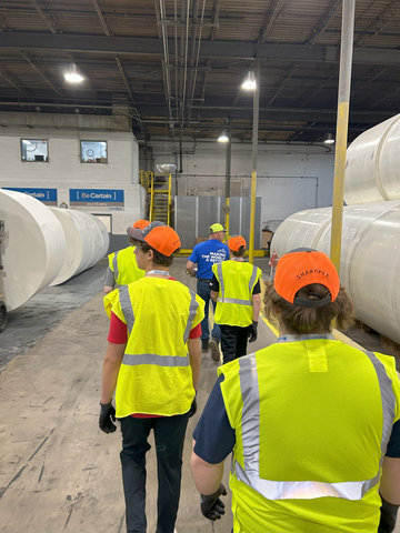 original Shakopee High School students taking part in the Sustaining Futures, Raising Communities program toured the CertainTeed Roofing Facility in Shakopee, Minnesota