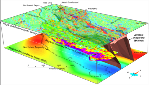 thumbnail Figure 4. 3D Model of the Jurassic Intrusions based on Geological and Geophysical Surveys