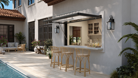 original The WINDOOR Pass-Through Awning Window features concealed gas springs for easy operation