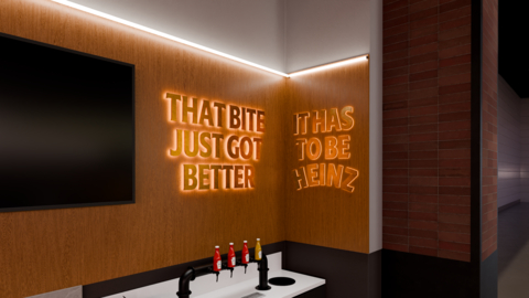 thumbnail New HEINZ condiment stations at Scotiabank Arena with innovative ketchup and mustard taps.