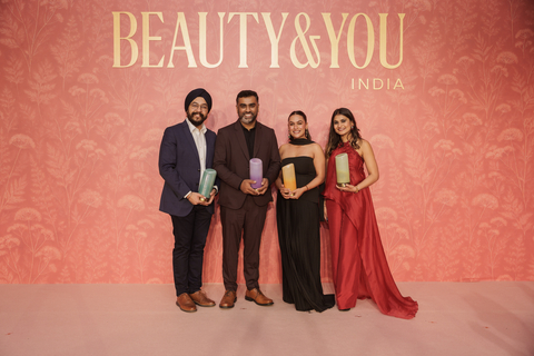thumbnail BEAUTY&YOU India 2025 Winners. From L to R: Jaspreet Singh Gulati, Founder & Director, HiTech Formulations; Harsha Soundararajan, Founder, Mimiq; Aparna Saxena, Founder & CEO, Antinorm; and Khanak Gupta, Co-Founder & CEO, Sohrai Beauty.