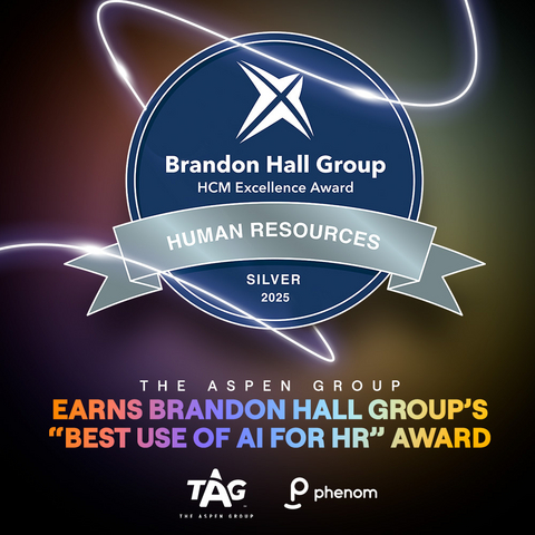 original Phenom announced The Aspen Group (TAG) earned the Brandon Hall Group™ Silver Award for Excellence in the ‘Best Use of AI for HR’ category. TAG’s award-winning implementation of AI technology enhanced candidate experiences, empowered recruiter capabilities and improved hiring outcomes across its five retail brands and 15,000+ employee healthcare network.