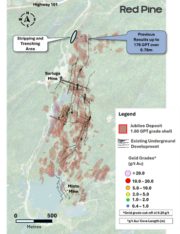 original Figure 1 – Plan map showing location of surface stripping.