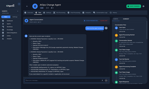 original KAIops™ - Kasisto AI Operations an operational intelligence layer on the KAIgentic platform built for financial institutions. KAIops brings agentic AI to the center of application and infrastructure operations to materially lower incident costs, accelerate resolution, and protect customer trust.