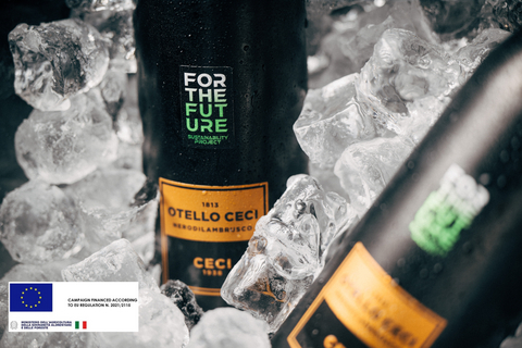 original The iconic Otello Ceci Nerodilambrusco in its new aluminium bottle – part of Cantine Ceci 1938’s “For the Future” Sustainability Project, combining Italian style and environmental responsibility