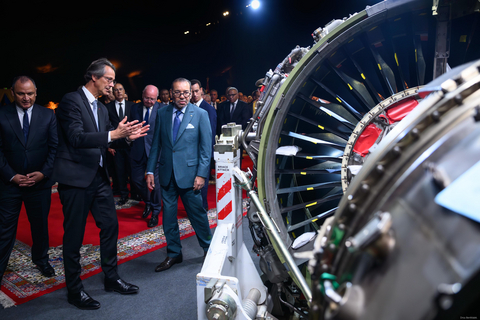 original King Mohammed VI of Morocco visiting Safran engine factory in Nouaceur, Casablanca, and credits are MAP (Photo: AETOSWire)