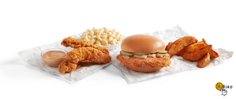 original HiBird's easy-to-execute lineup of chicken sandwiches, chicken strips, potato wedges and white cheddar mac and cheese.
