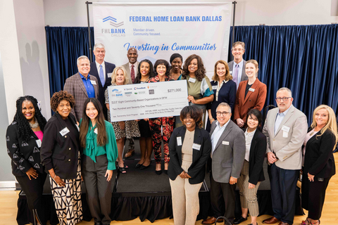 original Ceremonial check presentations mark $271,000 in grants awarded to DFW nonprofits by FHLB Dallas and its member institutions, supporting affordable housing, workforce development and entrepreneur education.