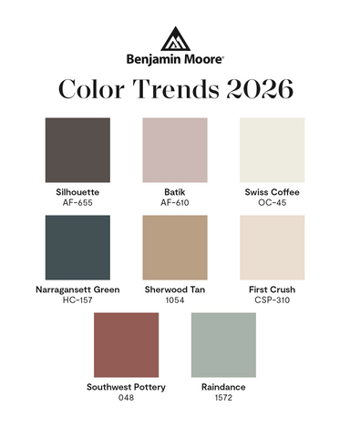 thumbnail The Benjamin Moore Color Trends 2026 palette includes eight quintessential hues that layer effortlessly for a sophisticated feel.