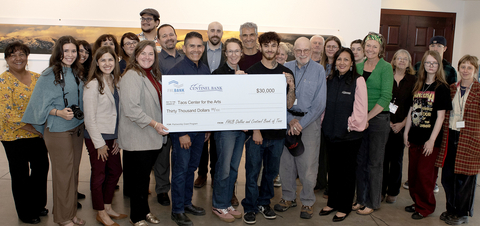 original Senior Affordable Housing Analyst Alex Fitzgerald (back row, seventh from left) joined Centinel Bank of Taos to celebrate $30,000 in Partnership Grant Program funding to the Taos Center for the Arts to grow its youth Arts Internship Program.