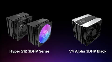 original The new air coolers from Cooler Master: the Hyper 212 3DHP series and the V4 Alpha 3DHP Black.

