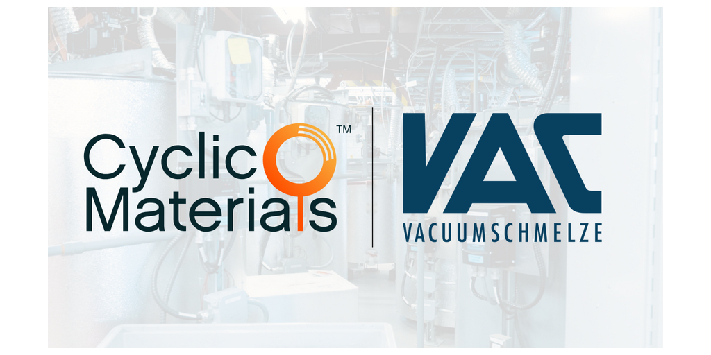 Resumen: Cyclic Materials y VACUUMSCHMELZE amplían su alianza para reciclar desechos de fabricación de imanes de tierras raras en los Estados Unidos