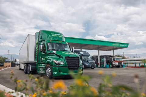 original Clean Energy’s Freightliner Cascadia Gen 5 demo truck with Cummins X15N natural gas engine.