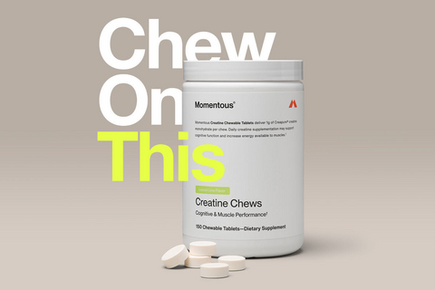 original Each Momentous Creatine Chew delivers exactly 1 gram of pure Creapure®, the gold-standard creatine monohydrate supported by over 30 years of research. The formula contains no gelatin, artificial dyes, or artificial sweeteners — only science-backed ingredients in clinically relevant doses.