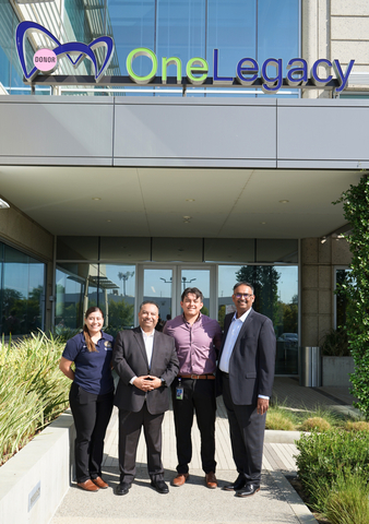 original Assemblymember José Luis Solache (D–62) visits OneLegacy. Pictured from left to right: Pamela Aviles-Montano, Asm. Solache, Fabian Cuevas, and OneLegacy CEO Prasad Garimella