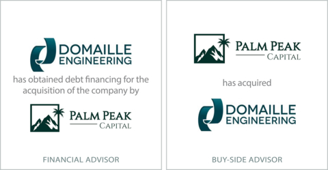 original D.A. Davidson & Co. (“D.A. Davidson”) announced today that it served as exclusive financial advisor to Palm Peak Capital, LLC (“Palm Peak”), in its acquisition of Domaille Engineering (“Domaille” or the “Company”), and in raising senior secured debt financing and equity co-investment from Stellus Capital Management, LLC (“Stellus”) in support of the transaction.