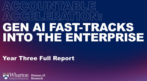 original The third annual study by Wharton Human-AI Research (WHAIR), a research center at the Wharton School of the University of Pennsylvania, in collaboration with GBK Collective, reveals that Gen AI has rapidly transitioned from pilot projects to mainstream enterprise adoption with 82% of leaders using it weekly and nearly half daily. The study is based on a survey of 800 enterprise leaders (all from US companies with revenue over $50M). Unlike most AI surveys offering a one-year snapshot, this is the only multi-year study tracking how adoption, ROI, and workforce trends have evolved from 2023 to 2025.