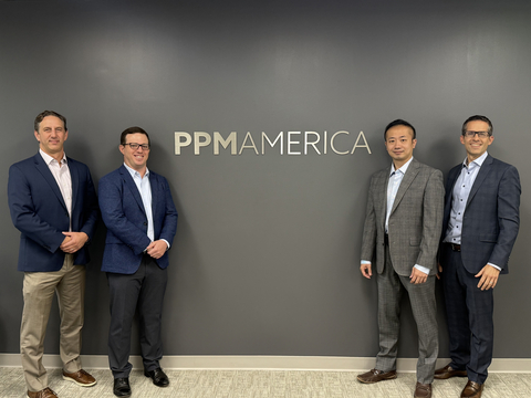 PPM America opened a new office in downtown Los Angeles that will serve as the home for its Emerging Markets team (Kevin Ritter, Matthew Graves, Kevin Zhang and Mark Hughes pictured left to right; Marty Boulanger not pictured).