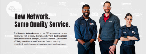 The Sun Auto Network connects over 525 auto service centers nationwide with a legacy dating back to 1928.