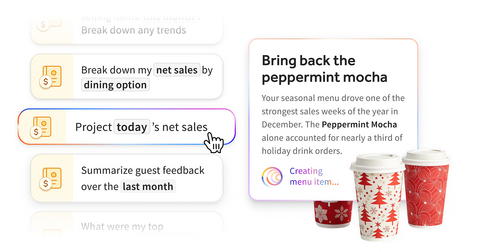 thumbnail A personalized "For you" feed and recommended “Explore” prompts give users proactive insights across sales, labor, and menu performance, highlighting trends or areas where an operator may want to more deeply investigate.