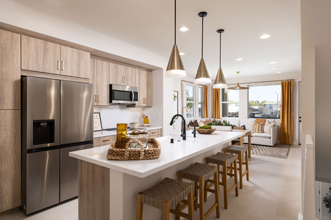 thumbnail Towns on First’s brand-new, three-story townhomes feature three bedrooms and up to three baths, ranging from approximately 1,367 to 1,564 square feet. No matter the plan, City Ventures’ long list of signature smart technologies—designed to help reduce energy, lower costs, promote health, and enhance comfort—are built included in every home.