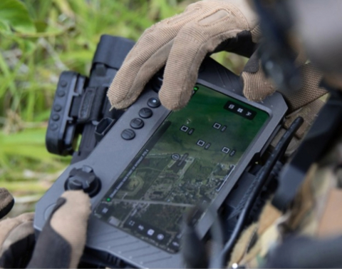 Paired with AV’s Tomahawk™ Grip controller, AV_Halo™ Command unifies control of more than 20 uncrewed systems across multiple manufacturers—and now, with OpenJAUS compatibility, seamlessly integrates JAUS-compliant assets for faster original equipment manufacturer (OEM) deployment. [Credit: AV]