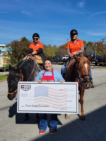thumbnail Holly Cress, Store Manager at the Tractor Supply Store in Oak Ridge, Tennessee, presents a $500 donation to the County Mounties organization. Today, every Tractor Supply Store nationwide held a celebration in honor of National Hometown Heroes Day, and the company donated more than $1 million to military, veteran and first responder organizations.
