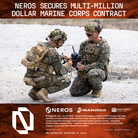 United States Marines operate a Neros Archer drone. PHOTO: CPL. ZACHARIAH FERRARO, UNITED STATES MARINE CORPS